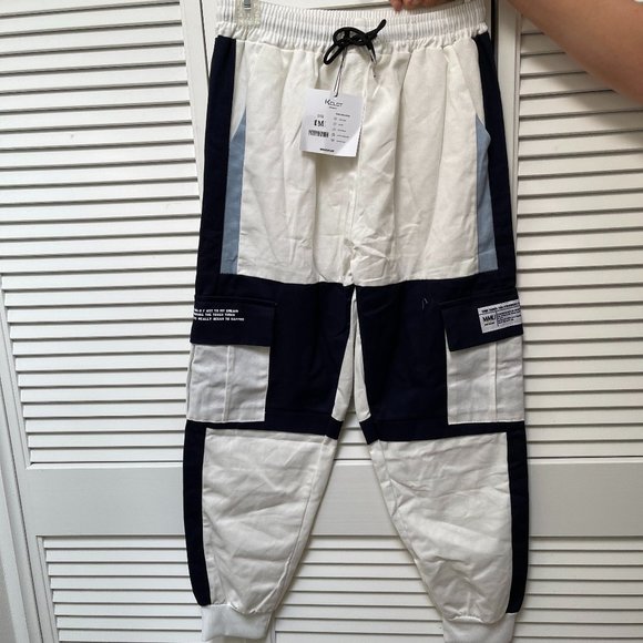 NWT KCLOT Cream, light blue, navy Streetwear pants joggers Medium - Picture 1 of 2